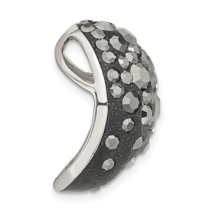 Sterling Silver Rhodium Black Clay & Preciosa Crystal Chain Slide