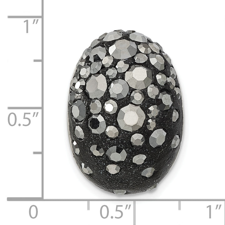Sterling Silver Rhodium Black Clay & Preciosa Crystal Chain Slide