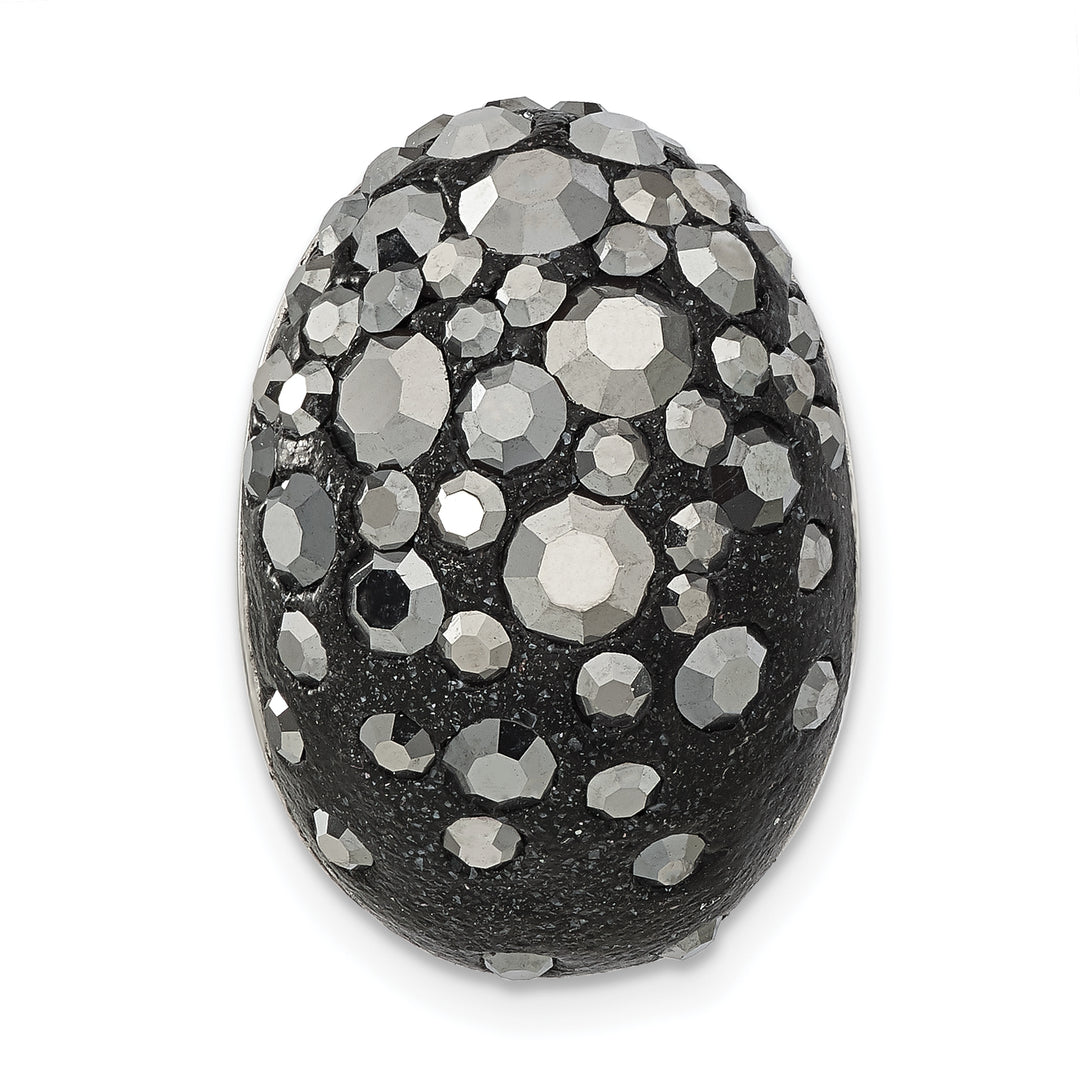 Sterling Silver Rhodium Black Clay & Preciosa Crystal Chain Slide