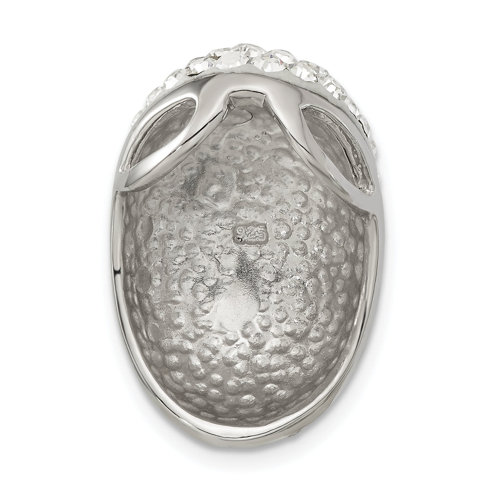 Sterling Silver Rhodium White Clay & Preciosa Crystal Chain Slide