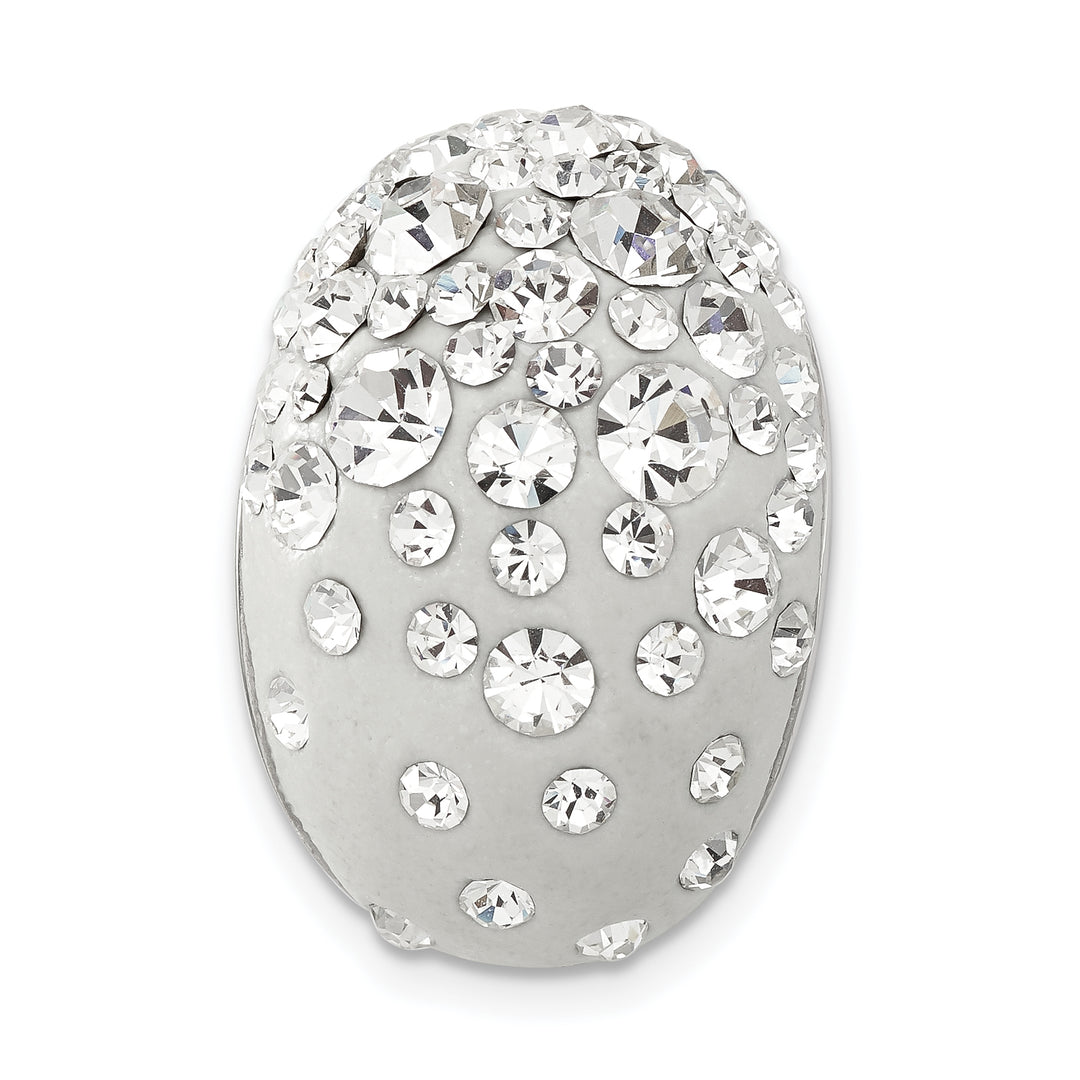 Sterling Silver Rhodium White Clay & Preciosa Crystal Chain Slide