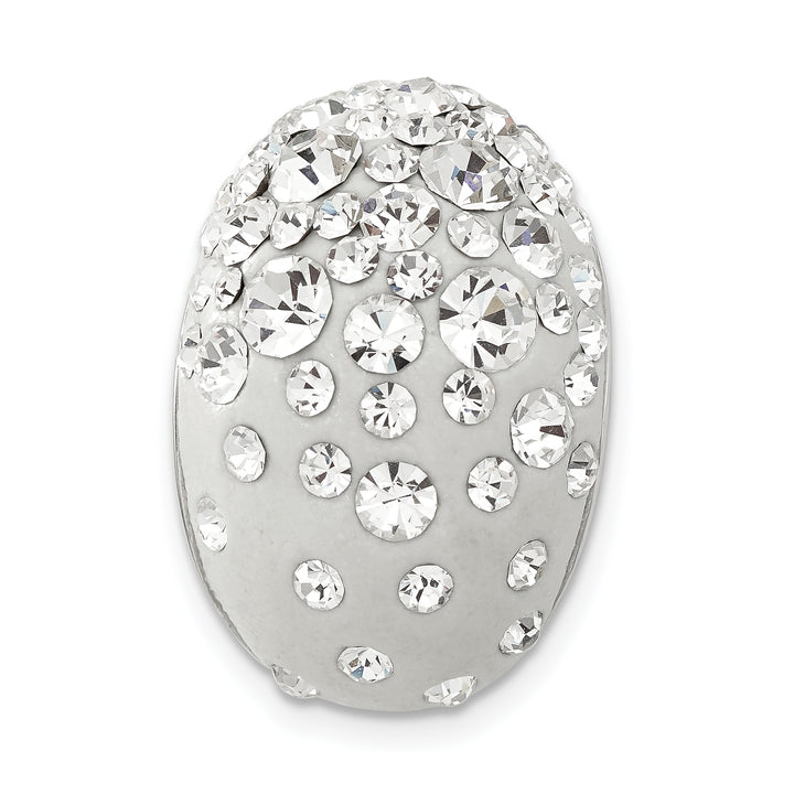 Sterling Silver Rhodium White Clay & Preciosa Crystal Chain Slide