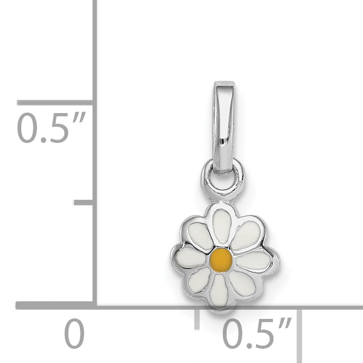Sterling Silver White & Yellow Enameled Daisy Petite Pendant