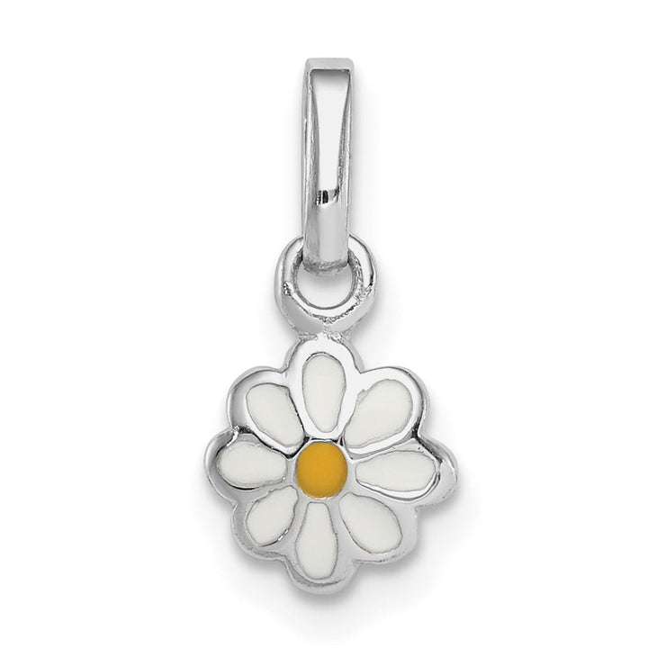 Sterling Silver White & Yellow Enameled Daisy Petite Pendant