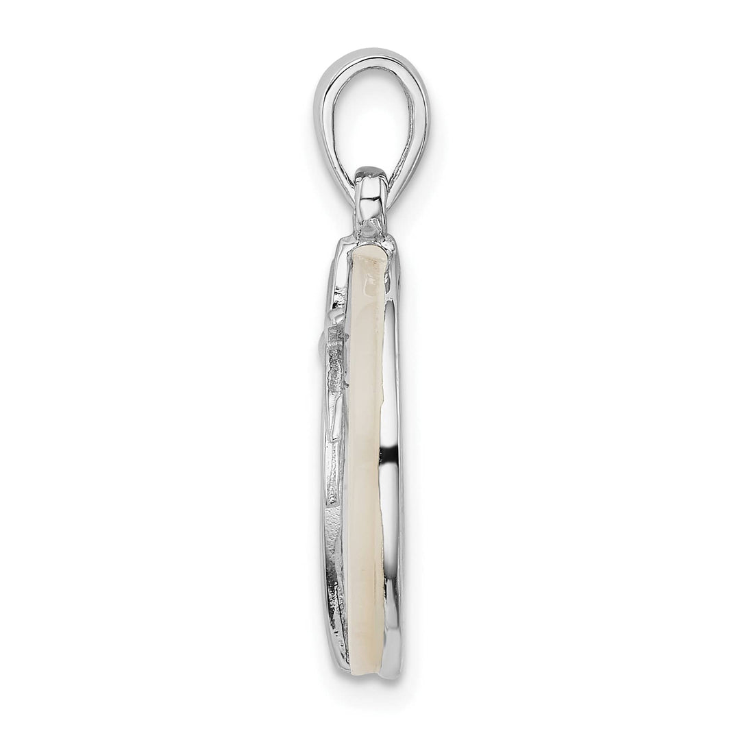 Sterling Silver Round Mother of Pearl Palm Tree Pendant
