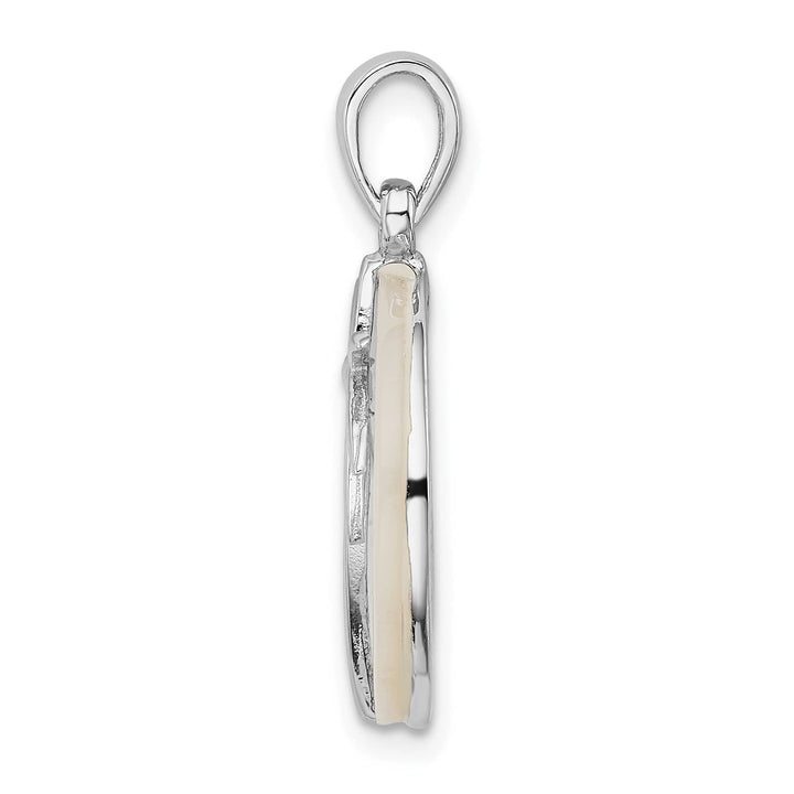 Sterling Silver Round Mother of Pearl Palm Tree Pendant