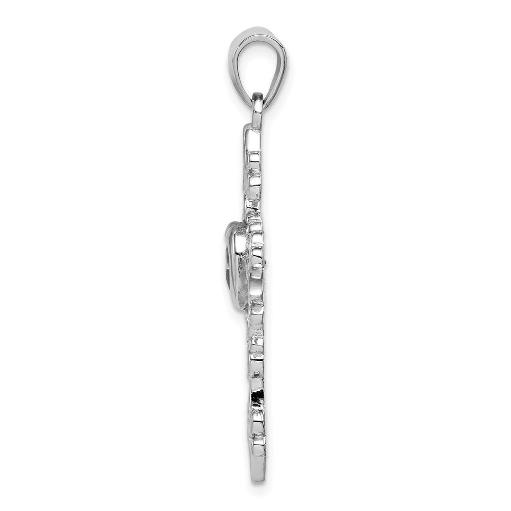 Sterling Silver Amethyst Cross Pendant 30x23mm, view 2 of 4