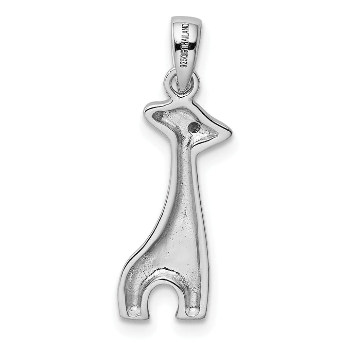 Sterling Silver Enameled CZ Giraffe Pendant