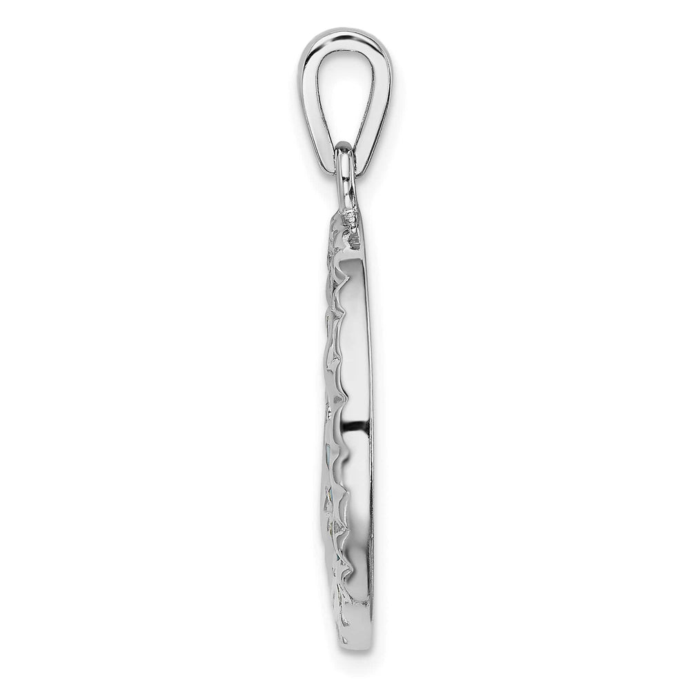 Sterling Silver Created Opal Palm Tree Ocean Pendant