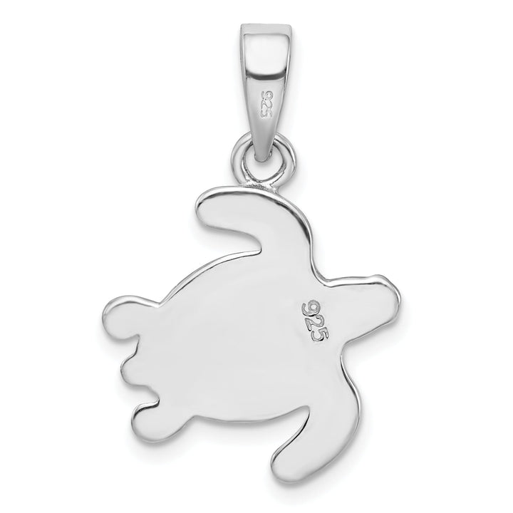 Sterling Silver Green Inlay Created Opal Turtle Pendant