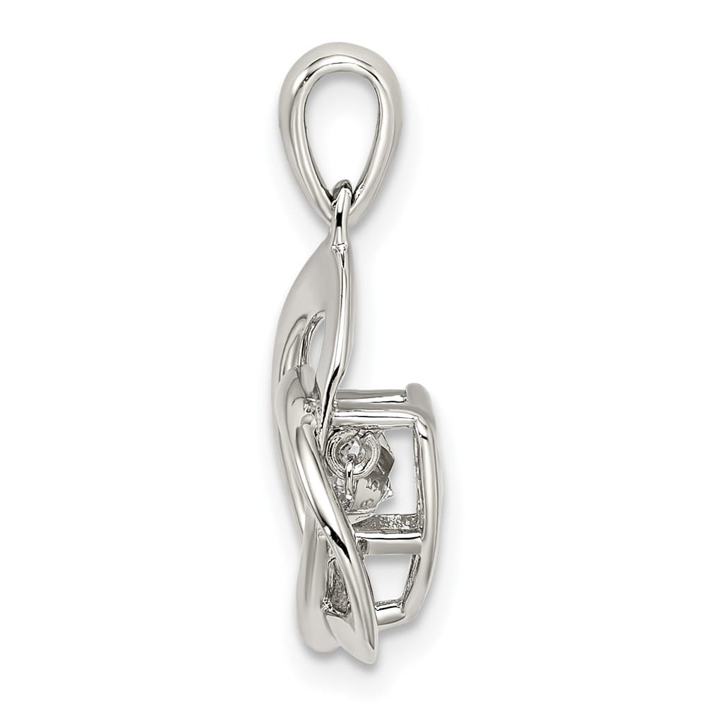 Lovely Rita's Pendants & Charms Sterling Silver CZ Swarovski Zirconia Center Stone Trinity Pendant
