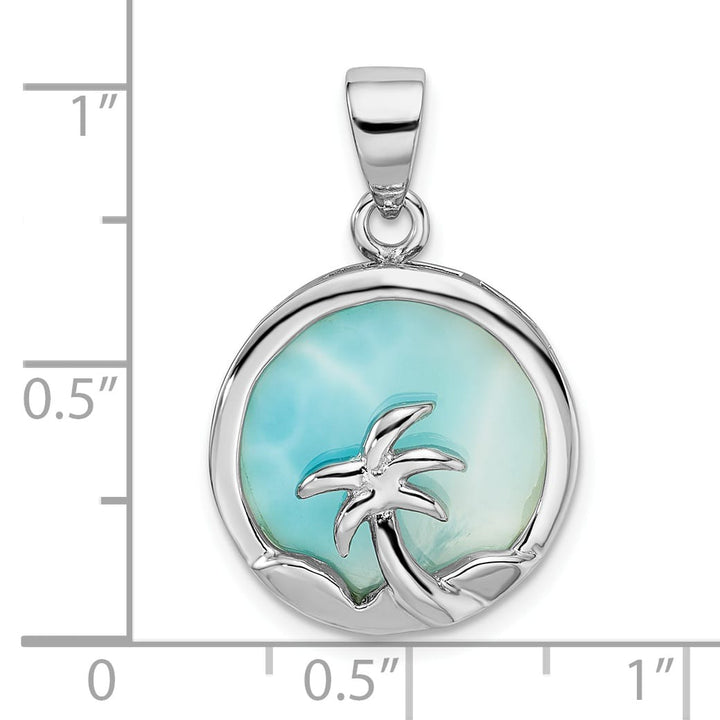 Sterling Silver Larimar with Palm Tree Pendant