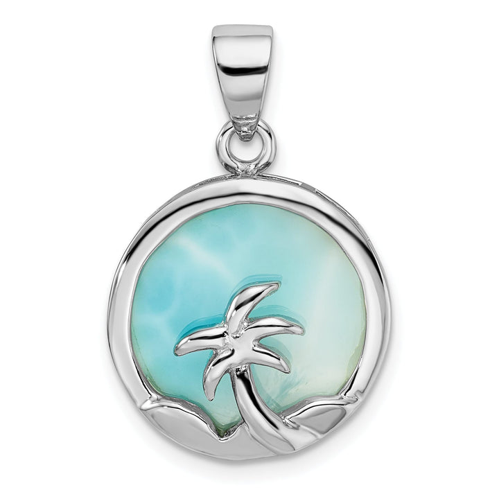 Sterling Silver Larimar with Palm Tree Pendant