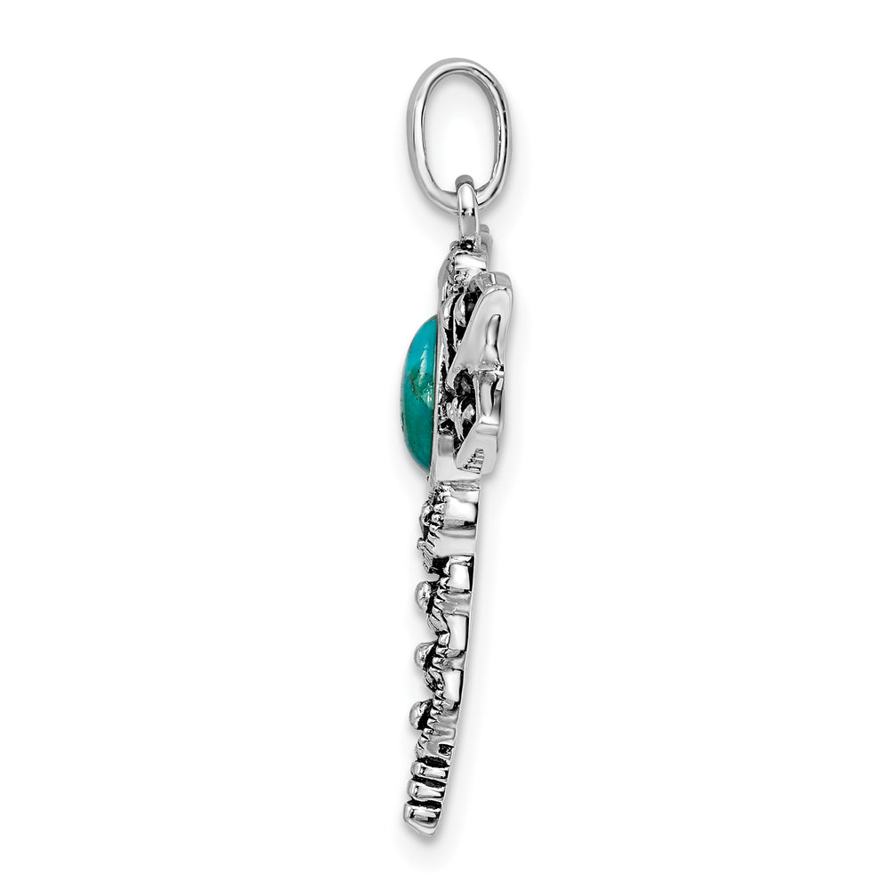 Sterling Silver Reconstituted Turquoise and Marcasite Pendant