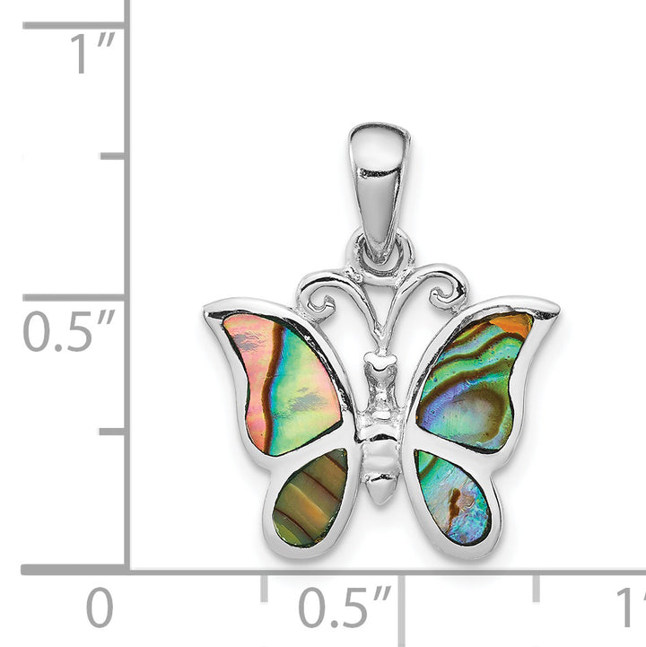 Sterling Silver Abalone Butterfly Pendant