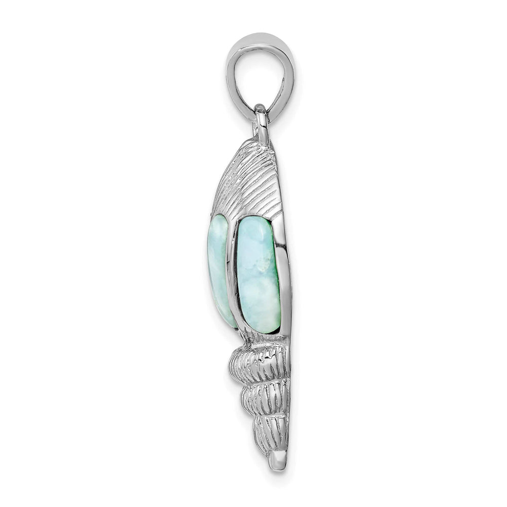 Sterling Silver and Antiqued Larimar Shell Pendant
