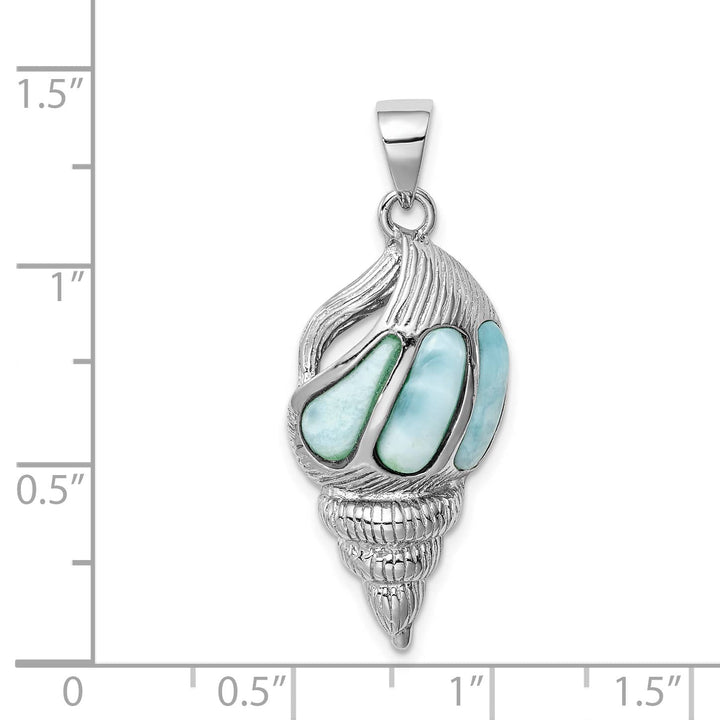 Sterling Silver and Antiqued Larimar Shell Pendant