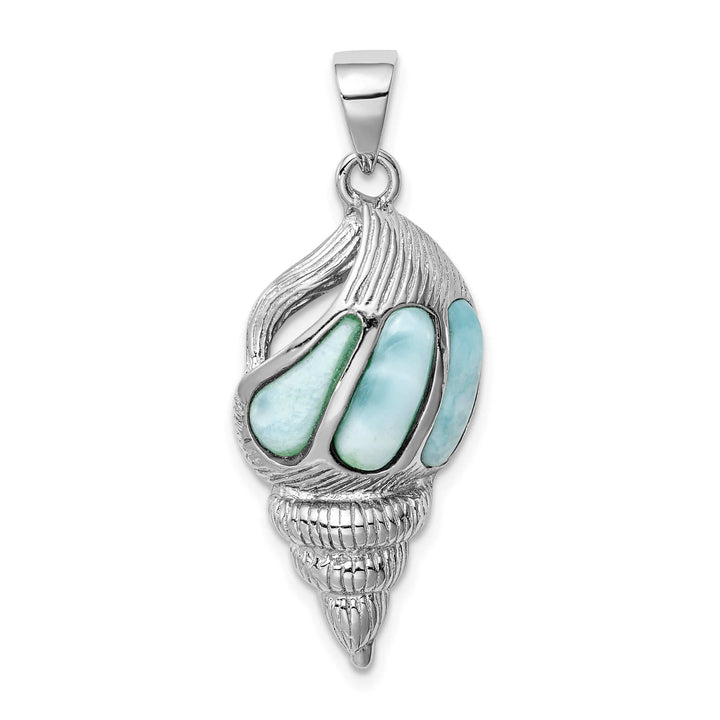 Sterling Silver and Antiqued Larimar Shell Pendant