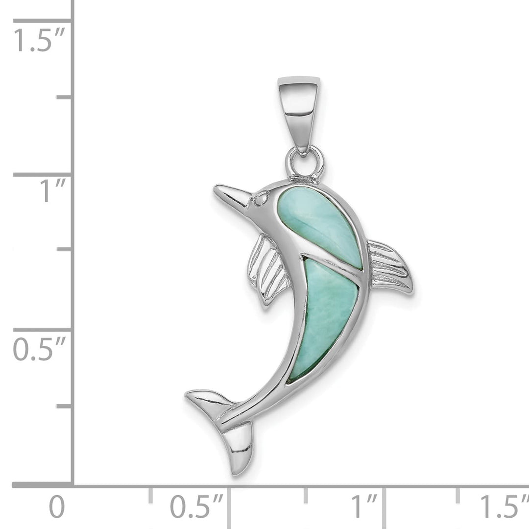 Sterling Silver Larimar Dolphin Pendant