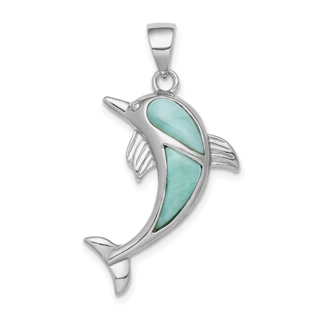 Sterling Silver Larimar Dolphin Pendant