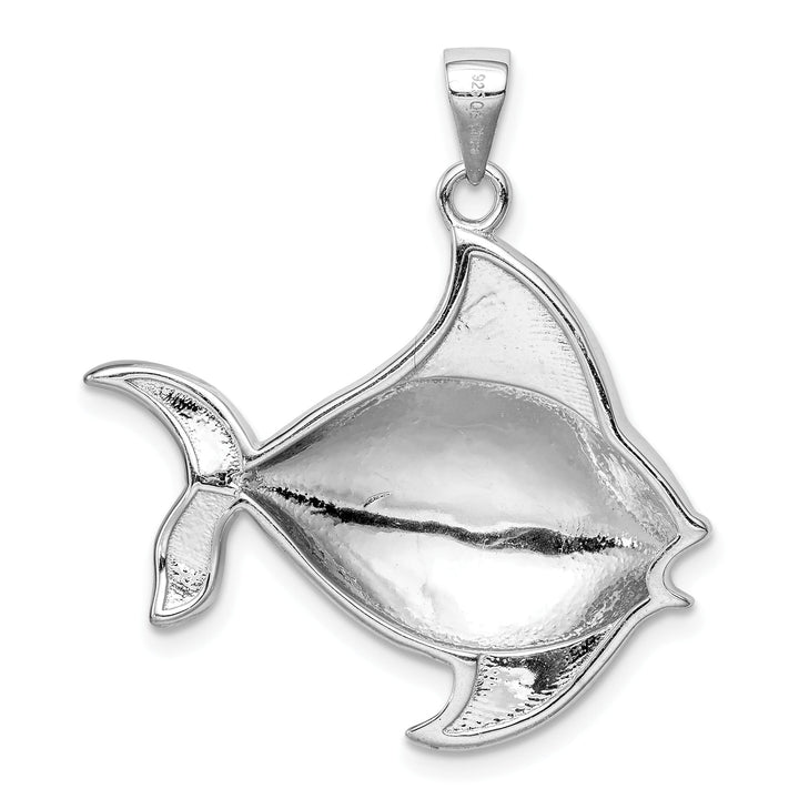 Sterling Silver Created Blue Opal Fish Pendant