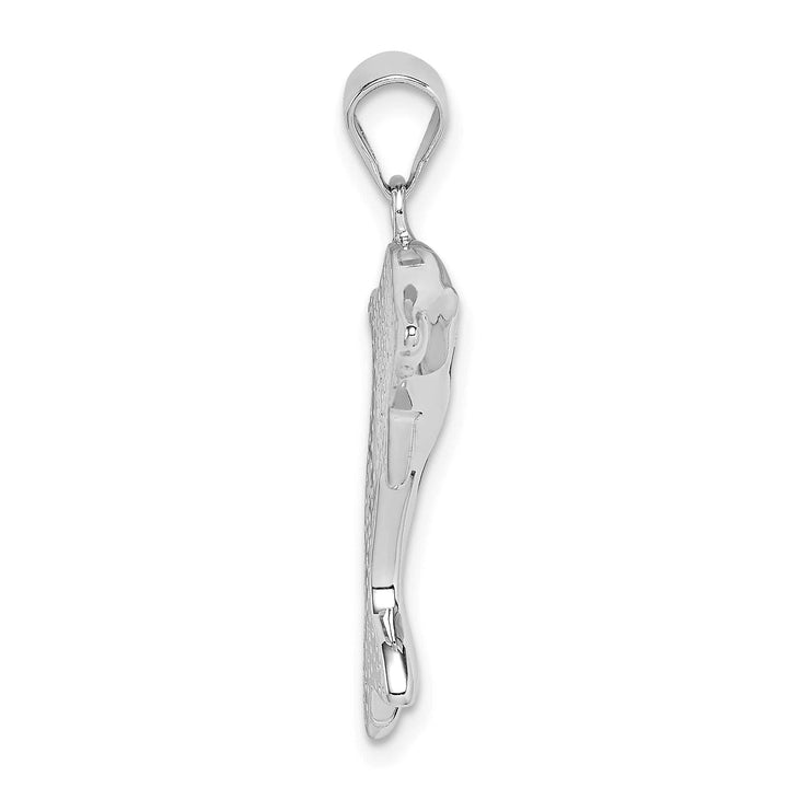 Sterling Silver Created Blue Opal Dolphin Pendant