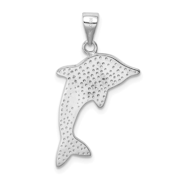 Sterling Silver Created Blue Opal Dolphin Pendant