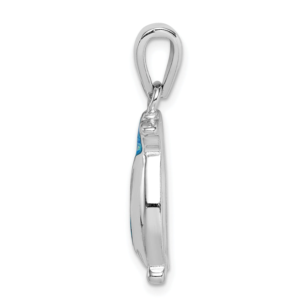 Sterling Silver Created Opal Inlay Penguin Pendant