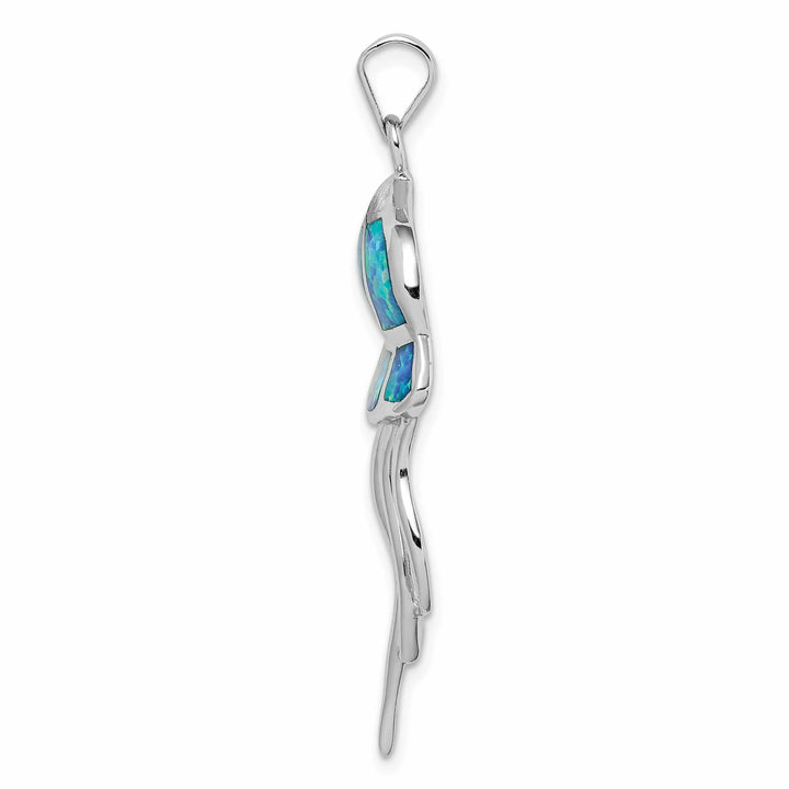 Sterling Silver Created Blue Opal Jellyfish Pendant