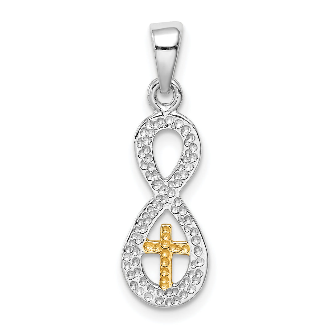 Sterling Silver and Gold-tone Cross Infinity Pendant