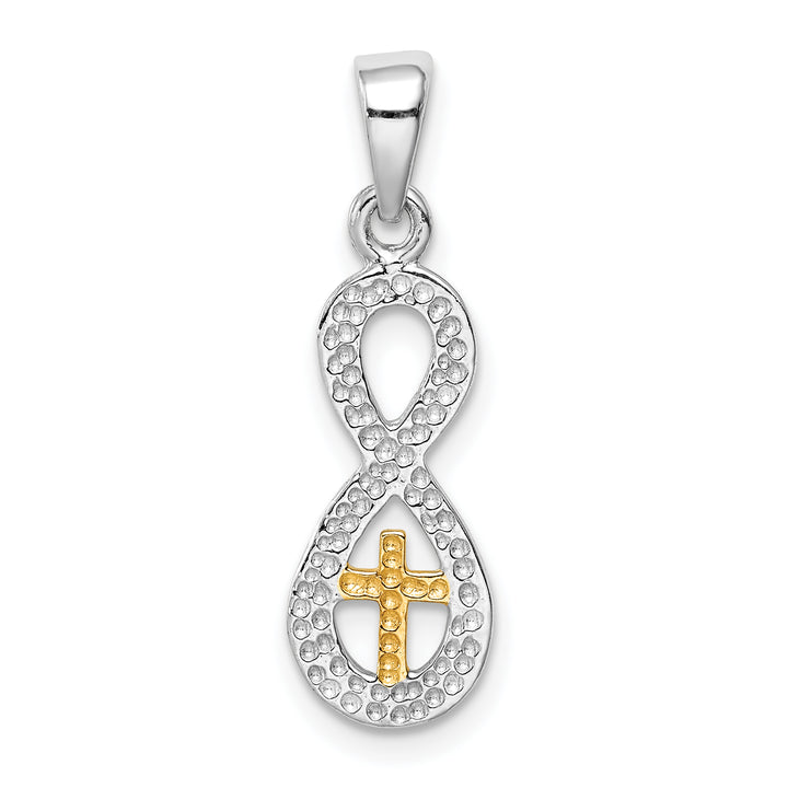 Sterling Silver and Gold-tone Cross Infinity Pendant