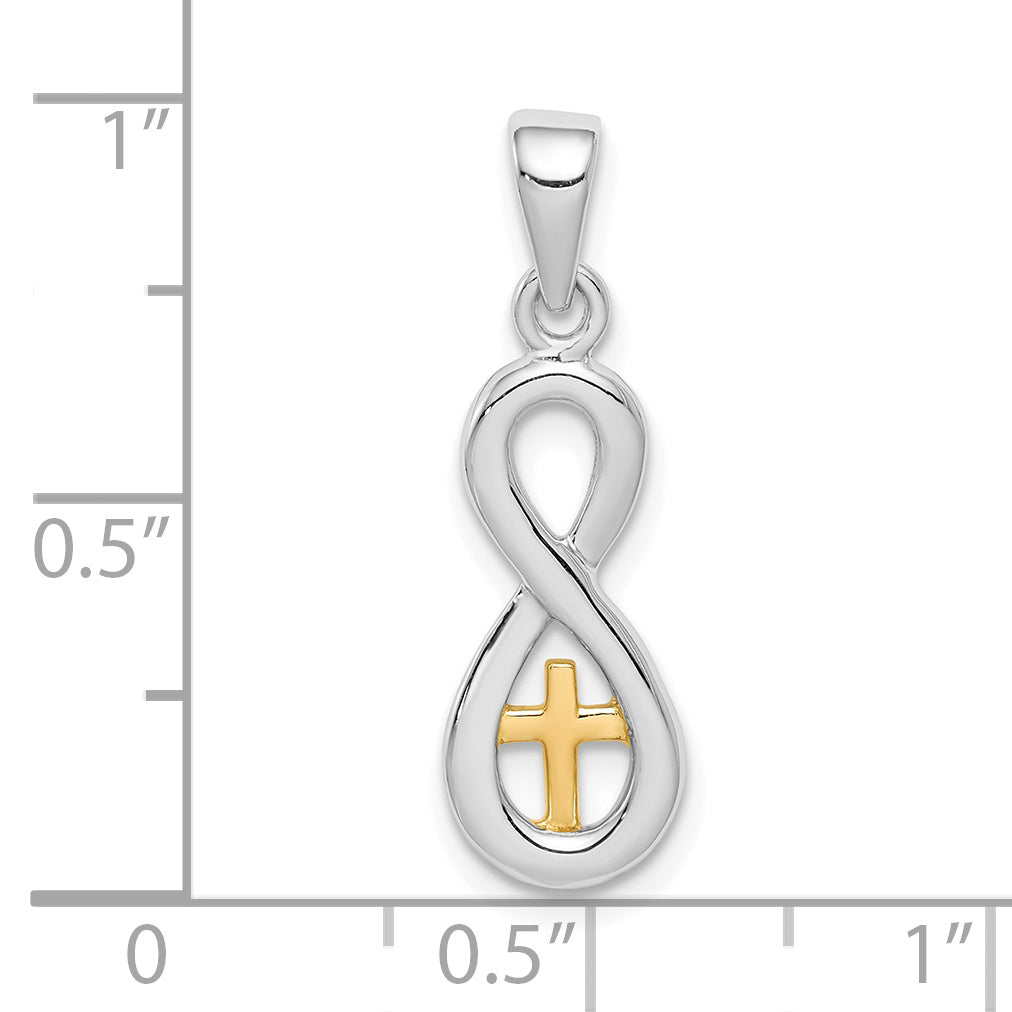 Sterling Silver and Gold-tone Cross Infinity Pendant