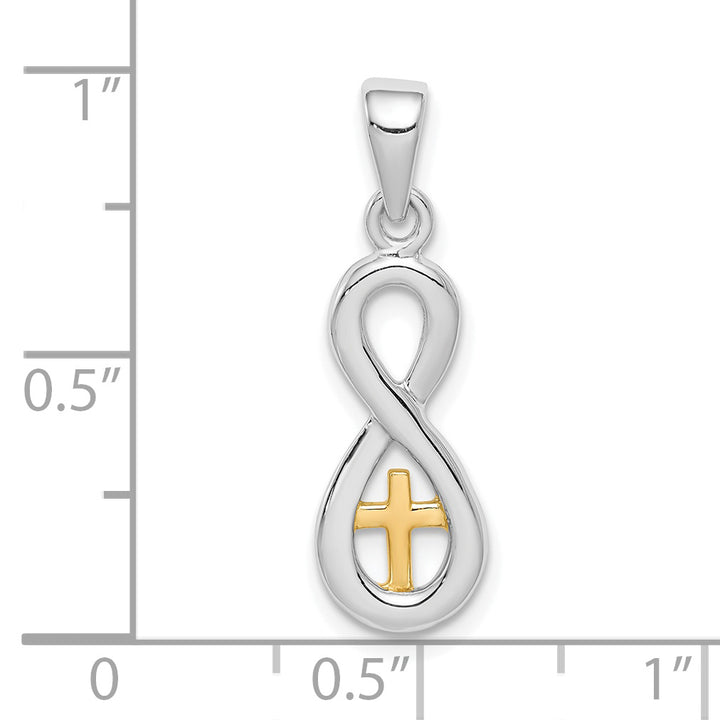 Sterling Silver and Gold-tone Cross Infinity Pendant