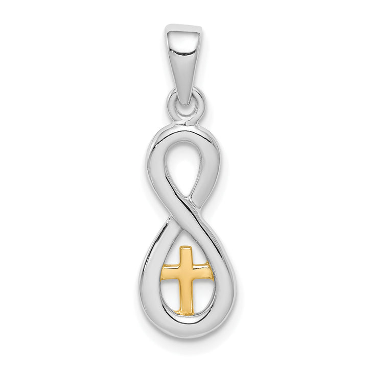 Sterling Silver and Gold-tone Cross Infinity Pendant