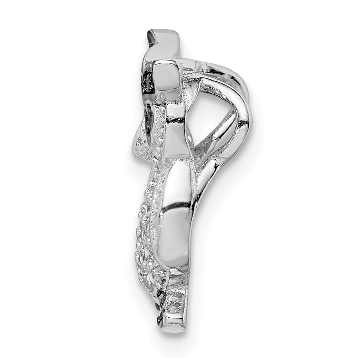 Sterling Silver Black and Clear CZ Owl Chain Slide