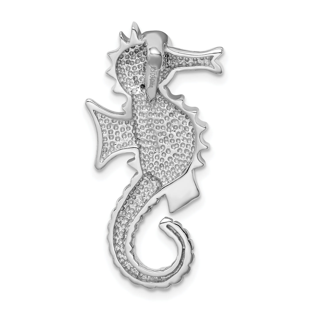 Sterling Silver Created Opal and CZ Seahorse Chain Slide