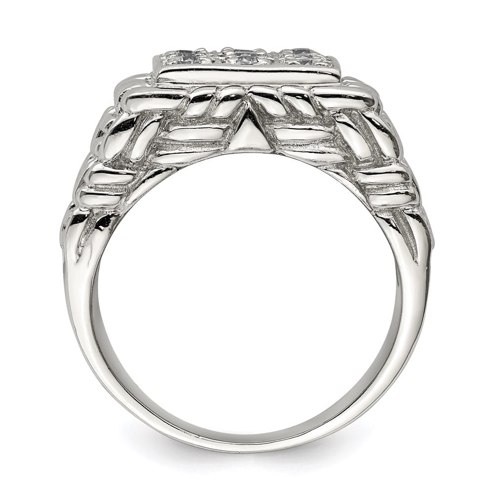 Sterling Silver 3.5 mm CZ Men's Ring