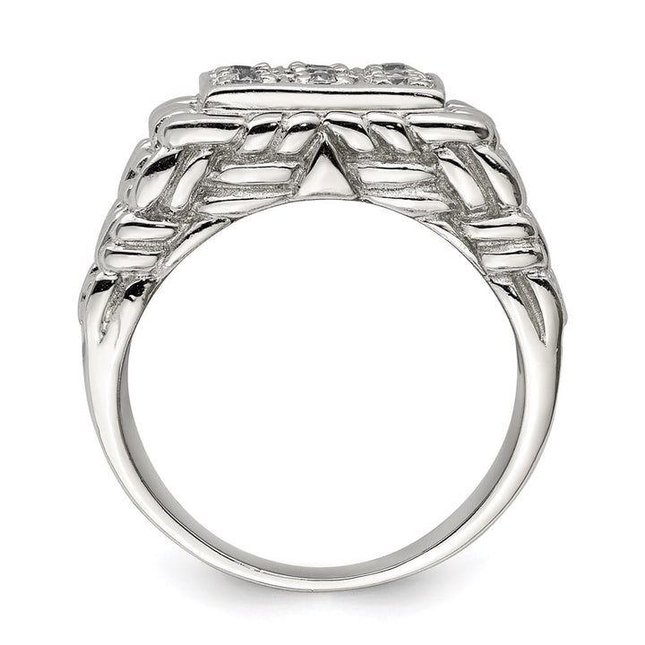 Sterling Silver 3.5 mm CZ Men's Ring