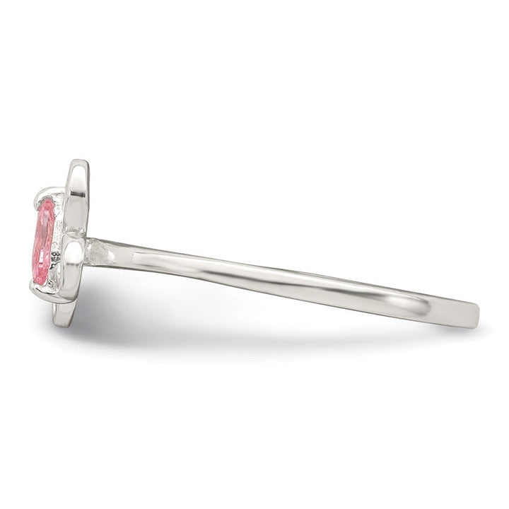 Sterling Silver Polished Pink CZ Butterfly Ring