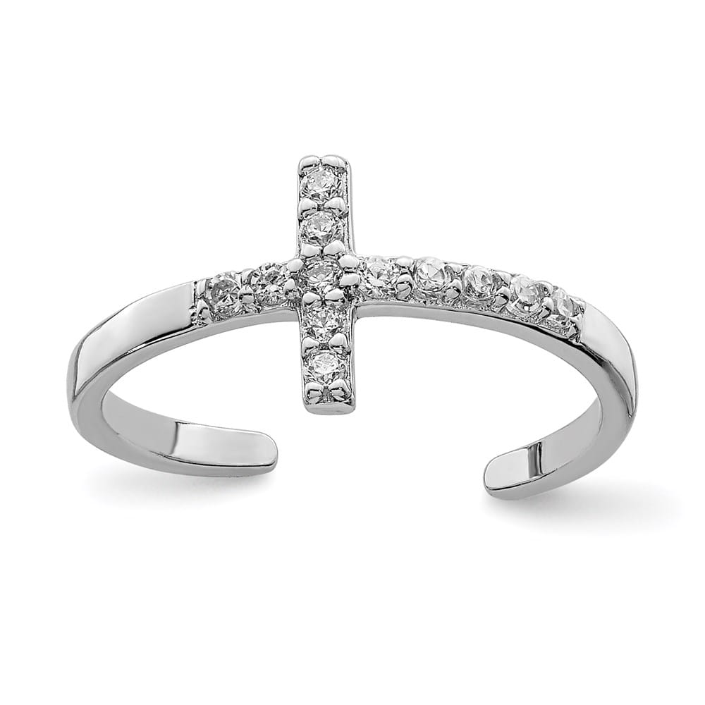 Sterling Silver CZ Cross Toe Ring