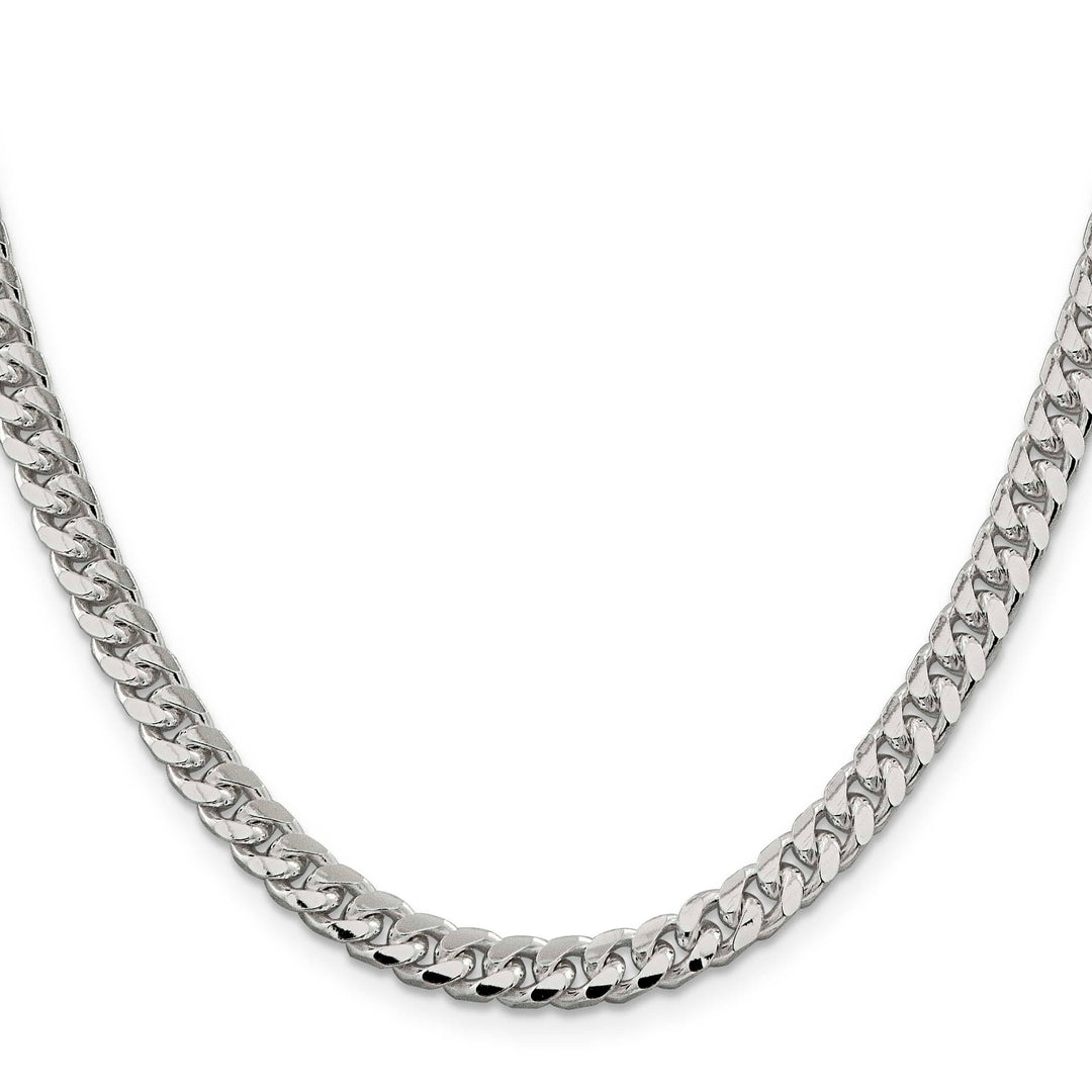 Sterling Silver 6mm Domed with Side D.C. Curb Chain 26 Inch