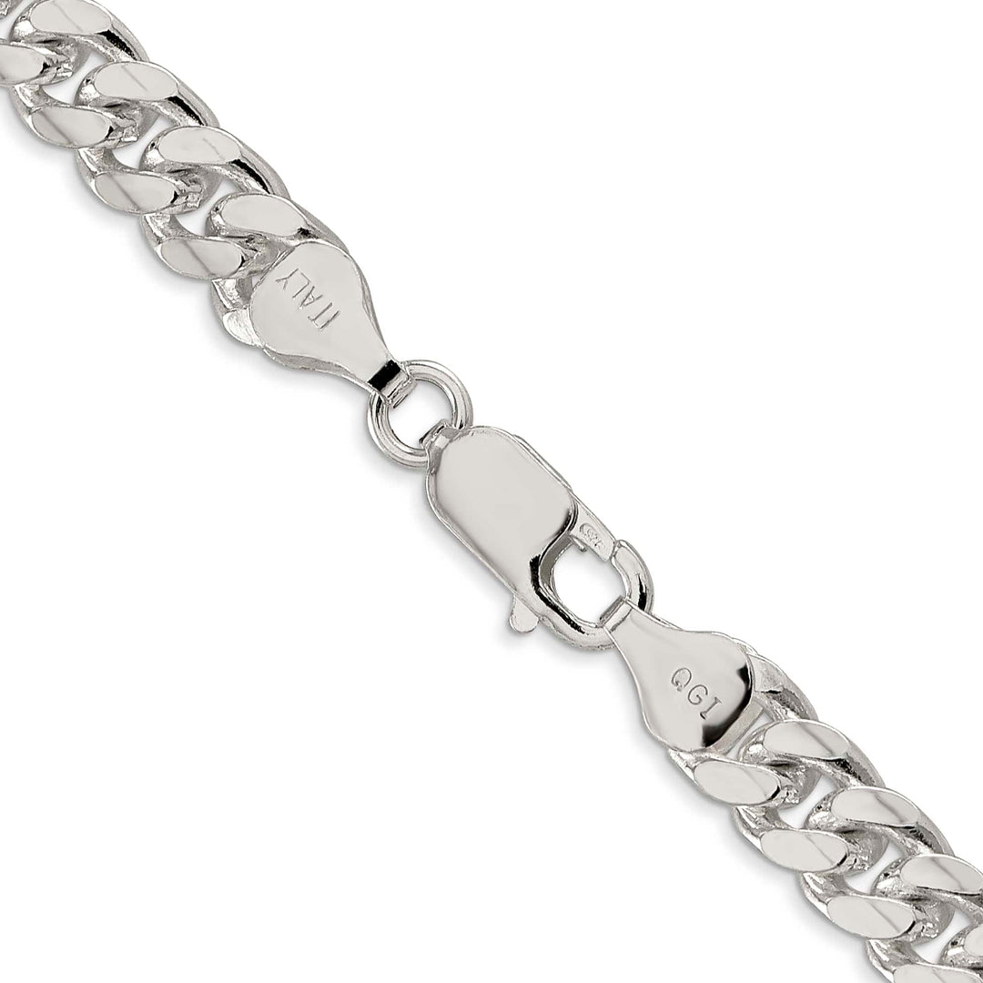 Sterling Silver 7mm Domed with Side D.C. Curb Chain 26 Inch