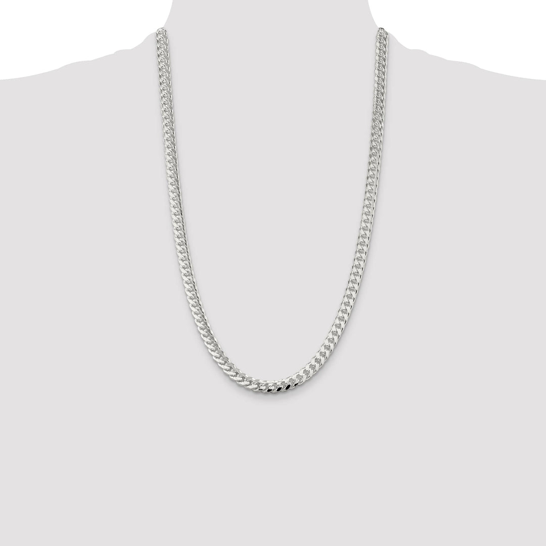 Sterling Silver 7mm Domed with Side D.C. Curb Chain 26 Inch