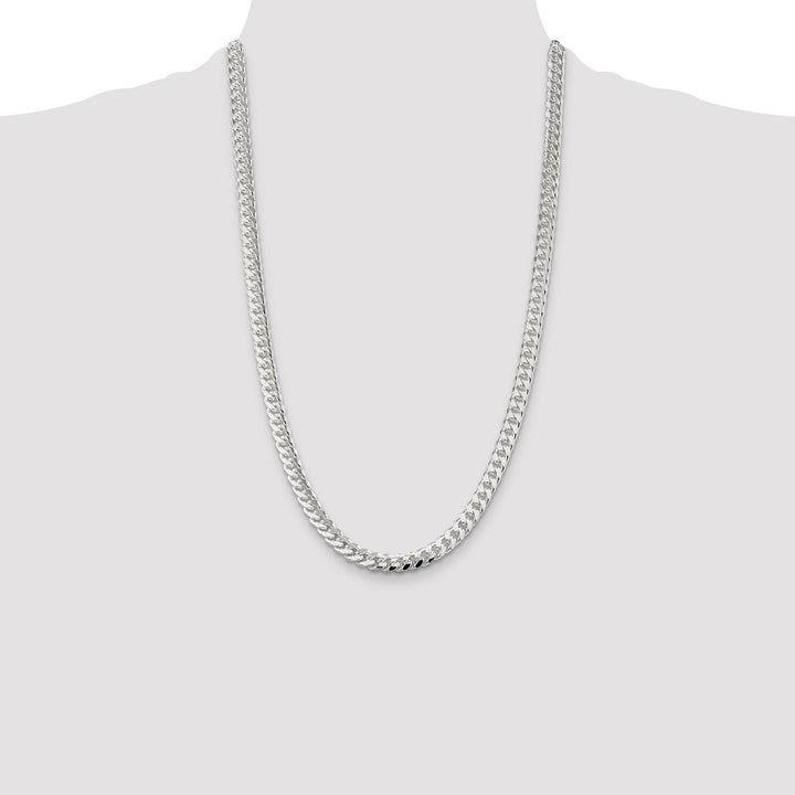Sterling Silver 7mm Domed with Side D.C. Curb Chain 26 Inch