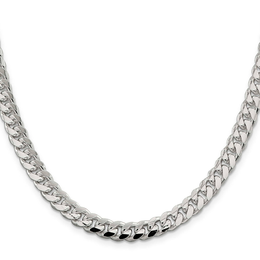Sterling Silver 7.35mm Domed with Side D.C. Curb Chain 26 Inch