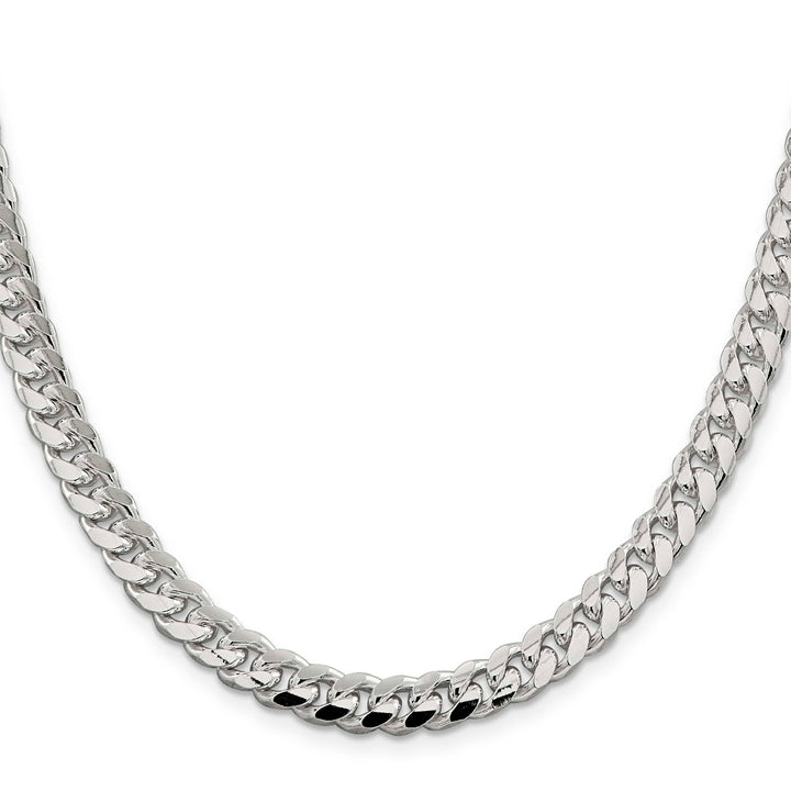 Sterling Silver 7.35mm Domed with Side D.C. Curb Chain 26 Inch