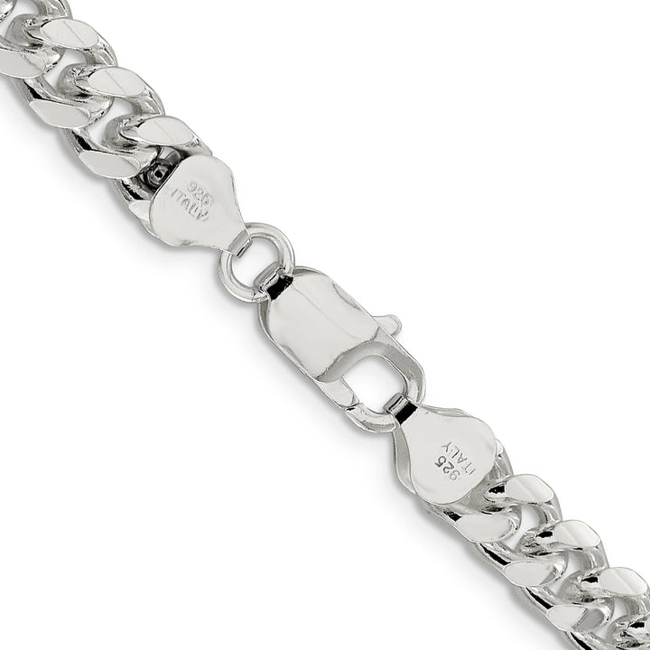 Sterling Silver 7.35mm Domed with Side D.C. Curb Chain 26 Inch