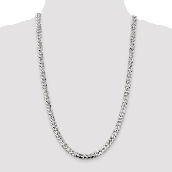 Sterling Silver 7.35mm Domed with Side D.C. Curb Chain 26 Inch