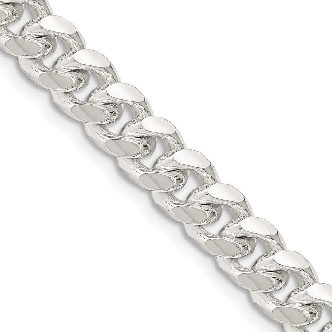 Sterling Silver 7.35mm Domed with Side D.C. Curb Chain 26 Inch