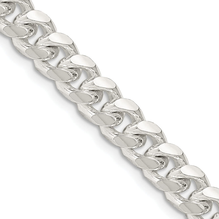 Sterling Silver 7.35mm Domed with Side D.C. Curb Chain 26 Inch